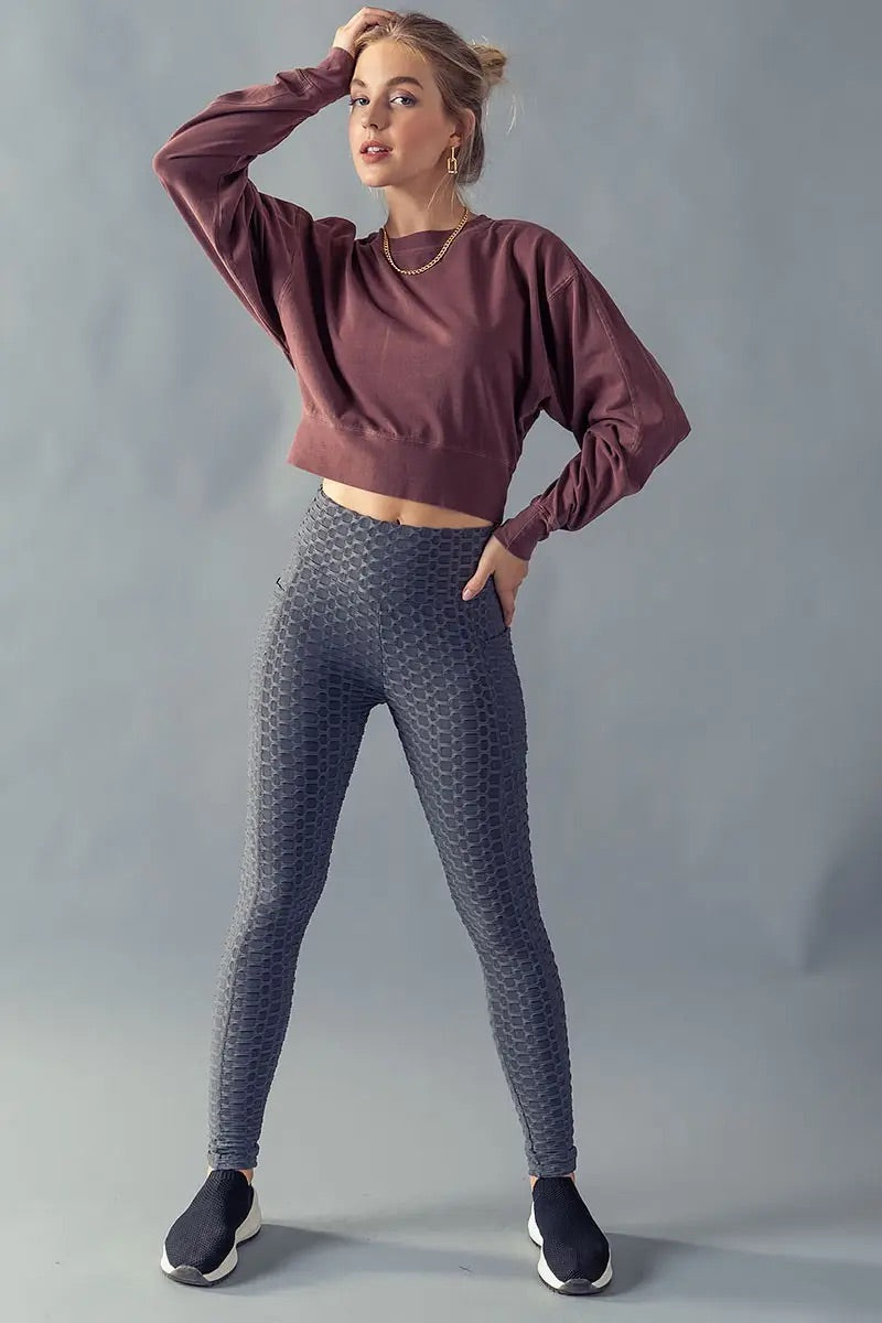 Cropped Crew Top - Burgundy