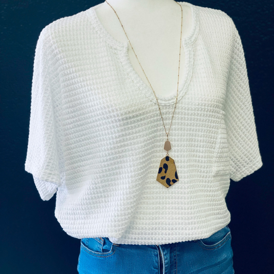White Waffle Blouse